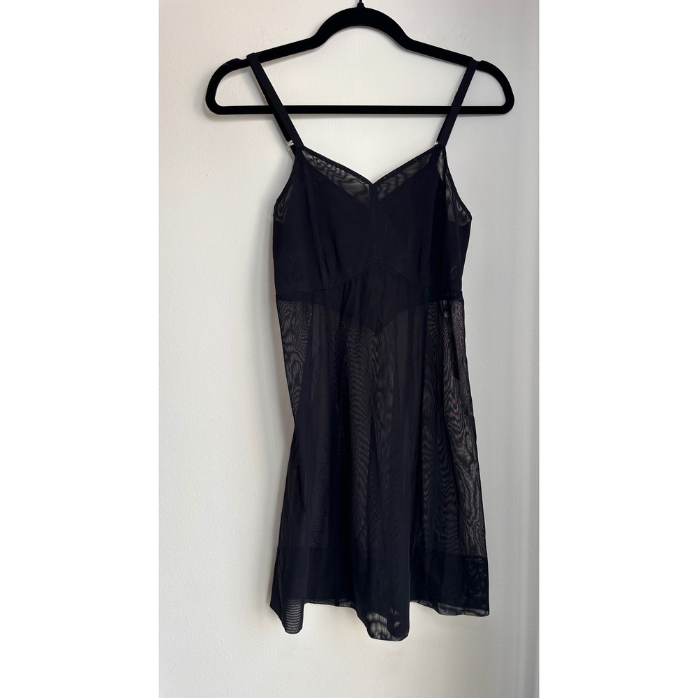 MALIA MILLS Slip Black Mesh Sheer Dress Size 4 NWT